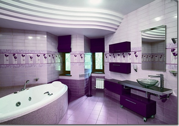 Сиреневая ванная комната: дизайн и оформление (фото)